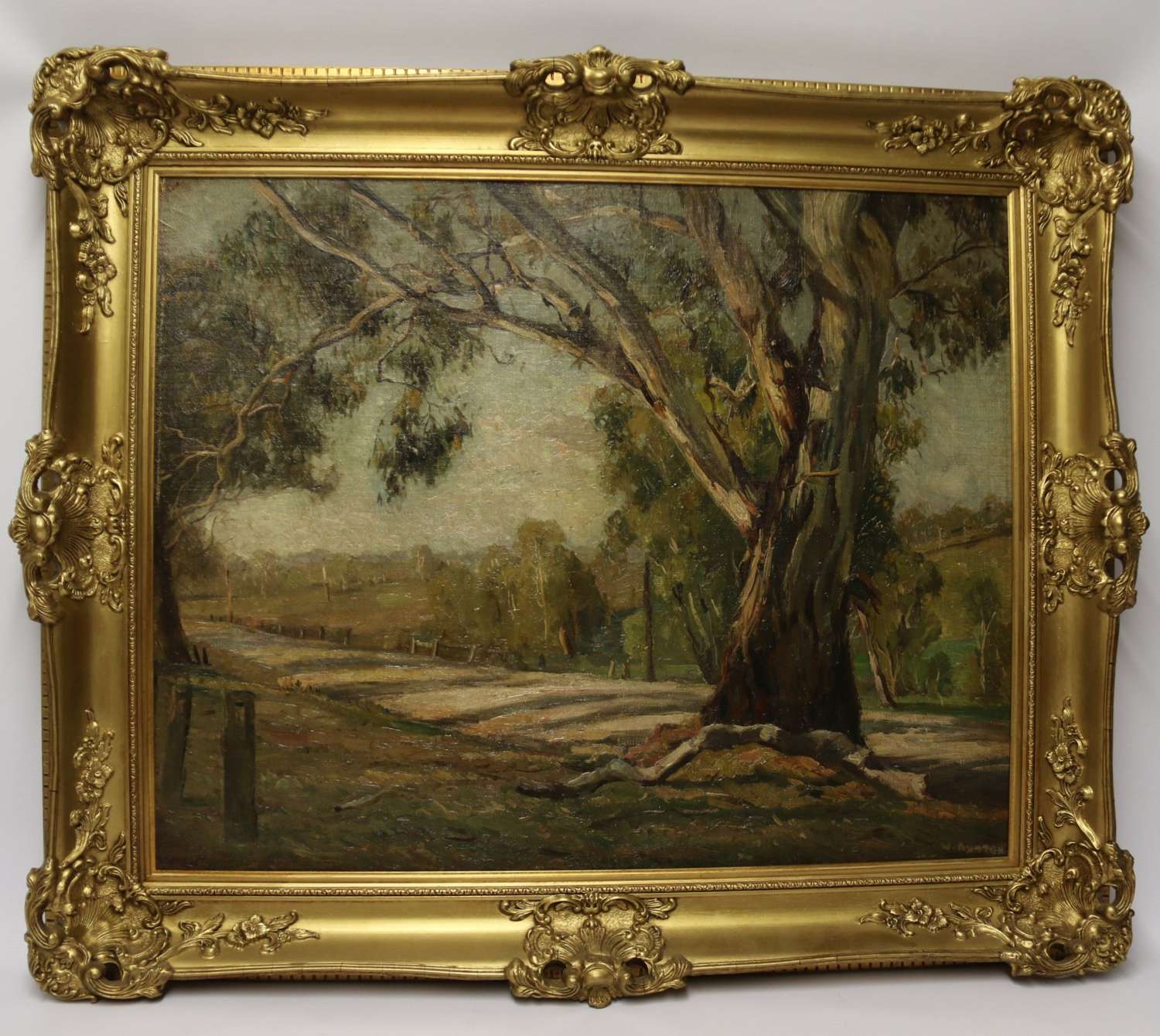 A Fine Oil Painting Of A Australian Rural View By Sir William Ashton,