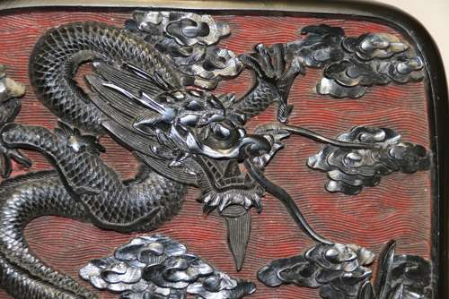 A Fine Quality 19th Century Chinese Carved Red And Black Lacquer Box