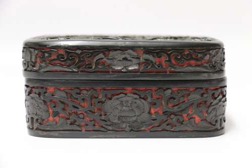 A Fine Quality 19th Century Chinese Carved Red And Black Lacquer Box
