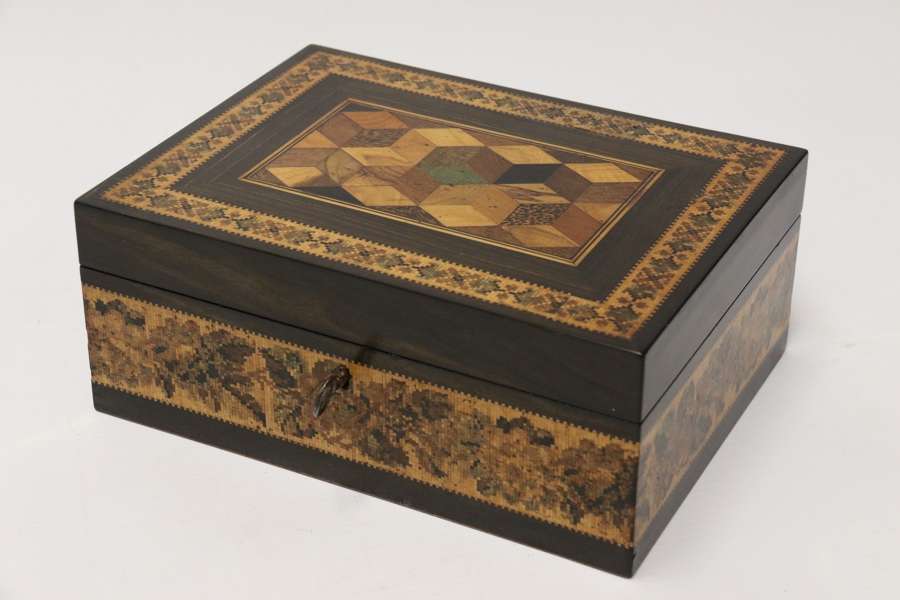 A Superb Labelled Tunbridge Ware Jewel Box