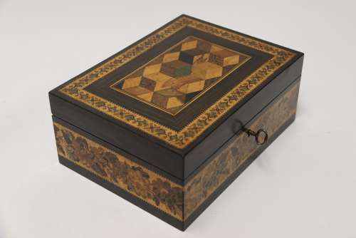 A Superb Labelled Tunbridge Ware Jewel Box