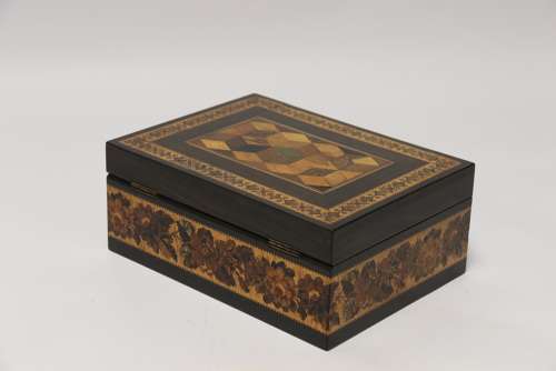 A Superb Labelled Tunbridge Ware Jewel Box