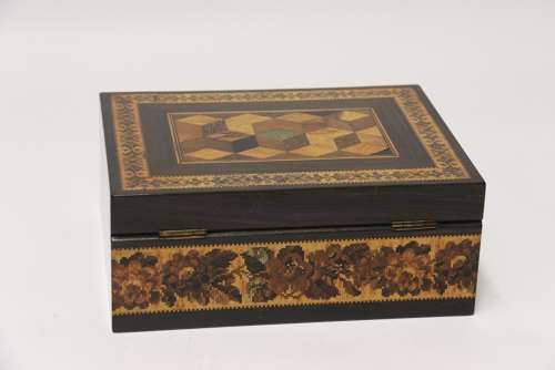 A Superb Labelled Tunbridge Ware Jewel Box