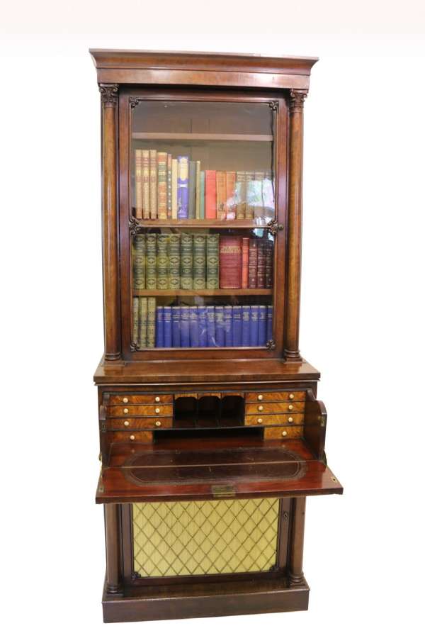 A Rare Small Regency Mahogany Secretaire Bookcase By Gillows Of Lancaster