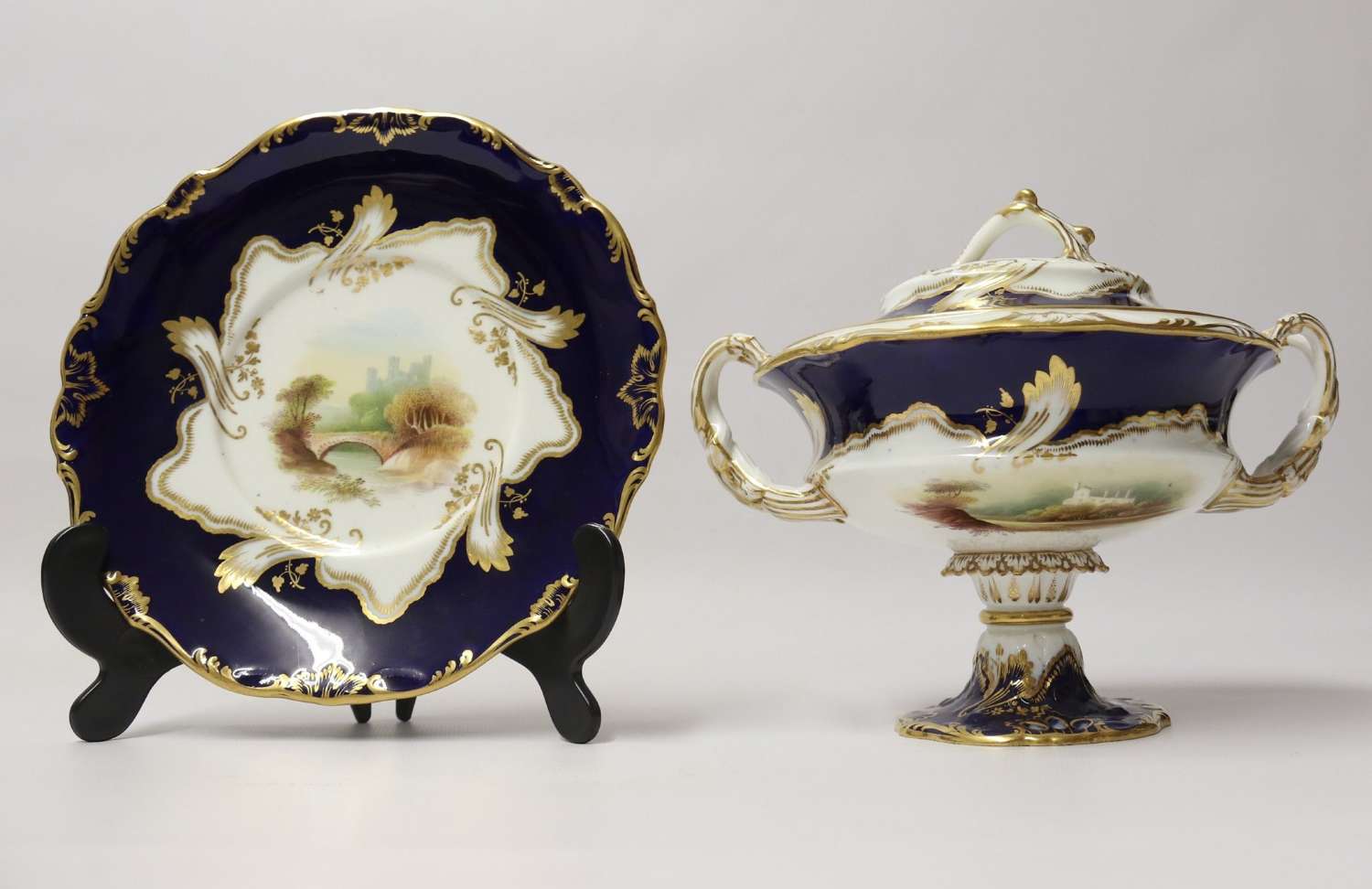 A Superb 19th C Mintons Dessert Cream Tureen With Stand.