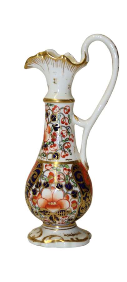 An Antique English Mid 19th Century Hand Painted Derby Ewer