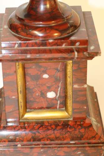 A Fine Quality French Marble Clock Garniture By Samuel Marti.