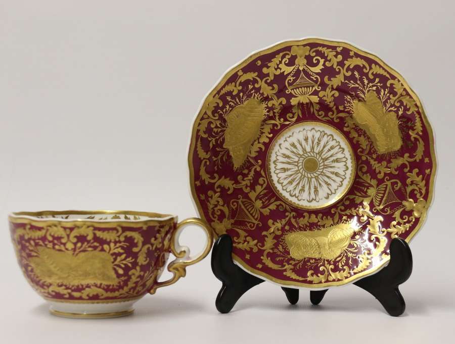 An Exquisite And Rare Early 19t C Spode Cabinet Cup And Saucer.