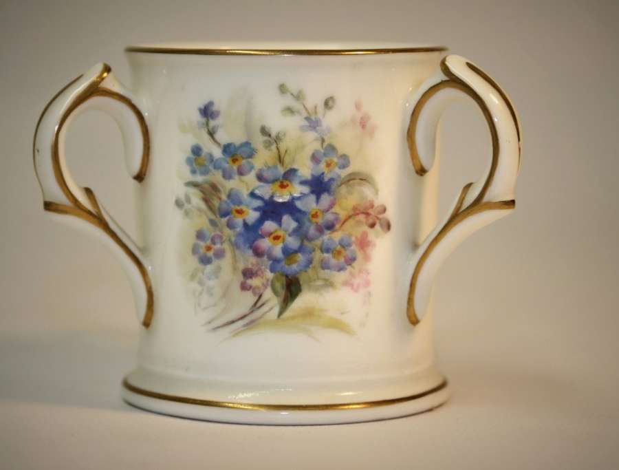 A Miniature Royal Worcester Porcelain Loving Cup