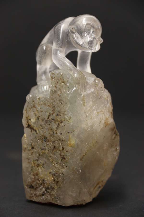 A Superb Chinese Quartz Rock Crystal Study Of A Monkey
