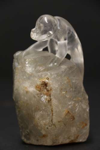 A Superb Chinese Quartz Rock Crystal Study Of A Monkey
