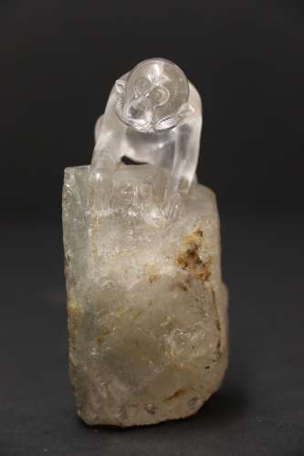 A Superb Chinese Quartz Rock Crystal Study Of A Monkey