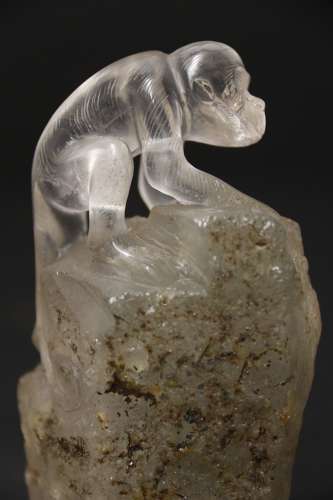 A Superb Chinese Quartz Rock Crystal Study Of A Monkey