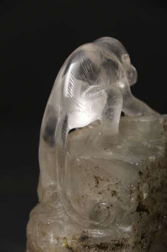 A Superb Chinese Quartz Rock Crystal Study Of A Monkey