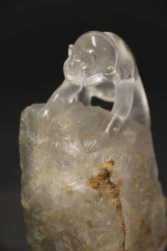 A Superb Chinese Quartz Rock Crystal Study Of A Monkey