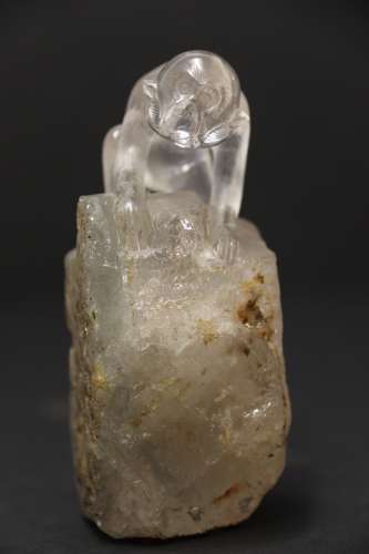 A Superb Chinese Quartz Rock Crystal Study Of A Monkey