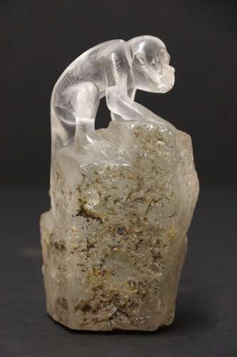 A Superb Chinese Quartz Rock Crystal Study Of A Monkey