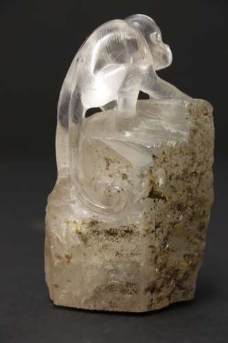 A Superb Chinese Quartz Rock Crystal Study Of A Monkey