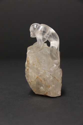 A Superb Chinese Quartz Rock Crystal Study Of A Monkey