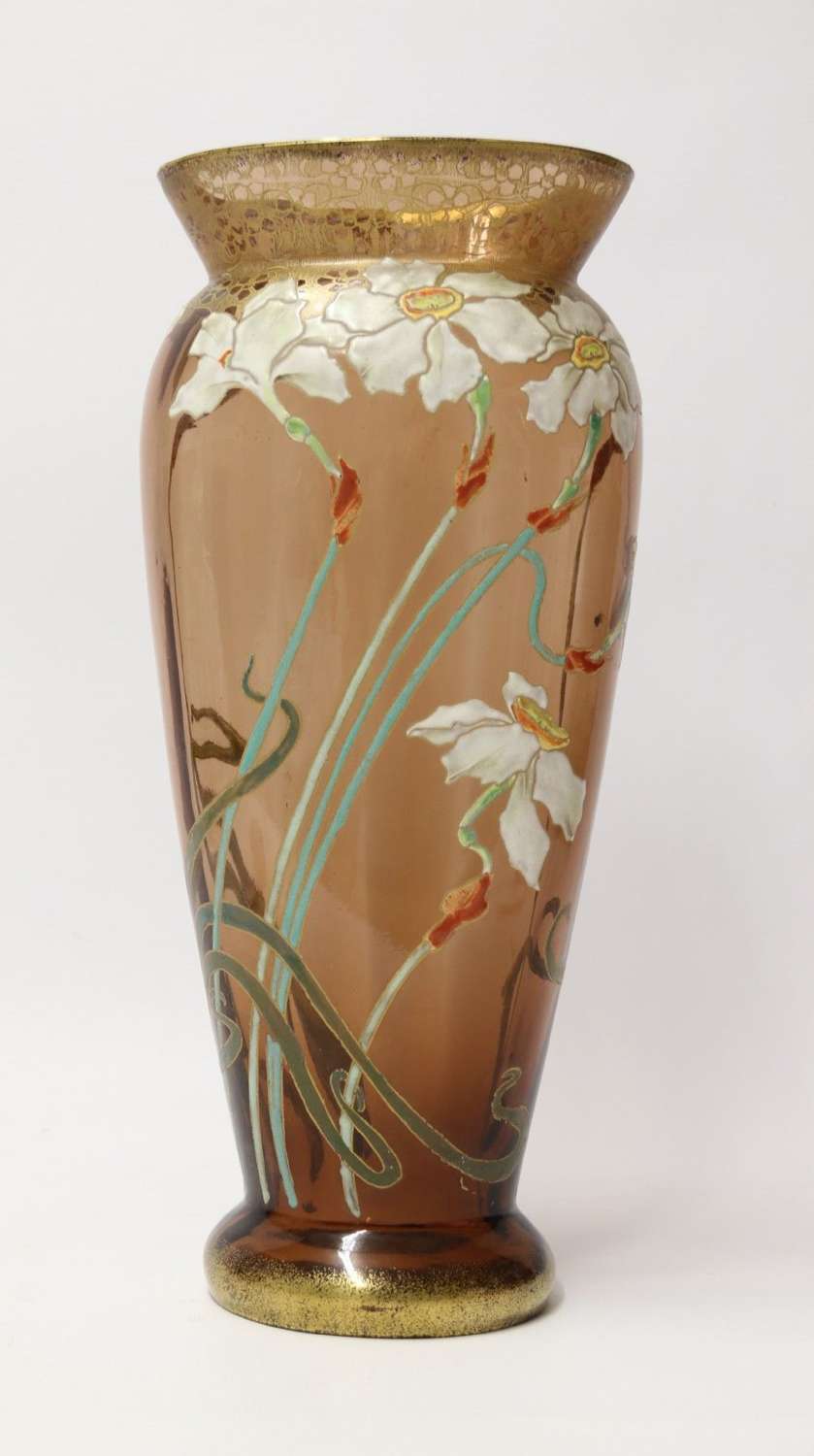 An Impressive Late 19th Century Large French Enamelled Glass Vase