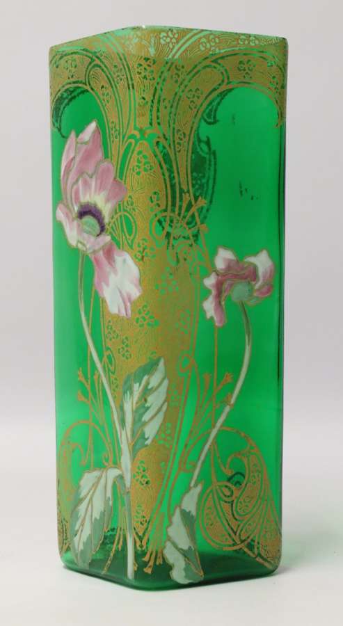 A Late 19th C French Enamelled Glass Vase Attributed To Legras