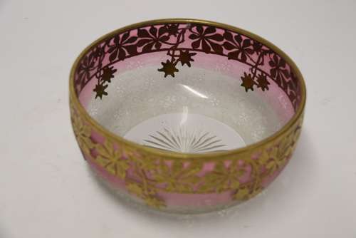 A Superb French Late 19th Century Overlaid And Acid Etched Glass Bowl