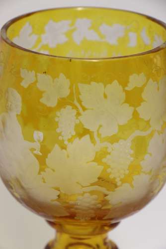 A German Amber Glass Engraved Goblet