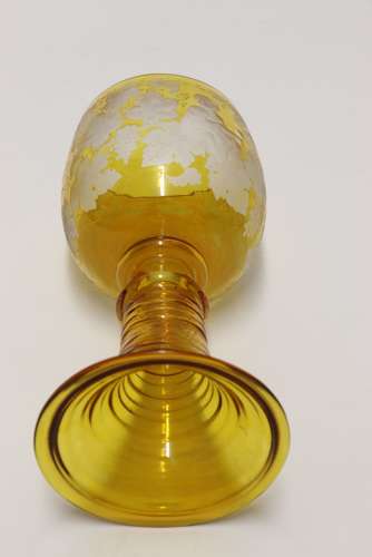 A German Amber Glass Engraved Goblet