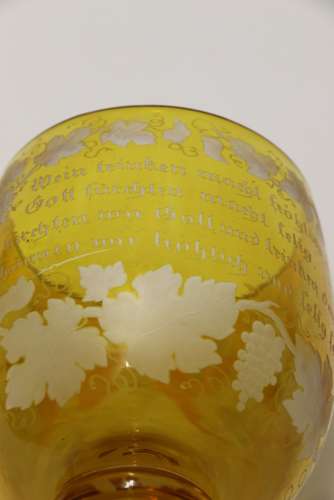 A German Amber Glass Engraved Goblet