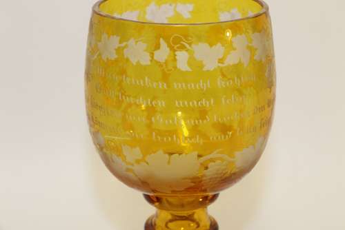 A German Amber Glass Engraved Goblet