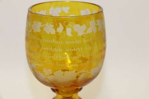A German Amber Glass Engraved Goblet