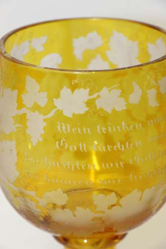 A German Amber Glass Engraved Goblet