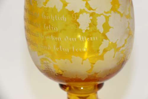 A German Amber Glass Engraved Goblet