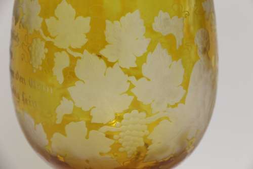 A German Amber Glass Engraved Goblet