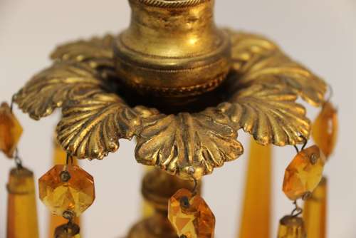 A Fine Pair Of Regency Luster Candlesticks