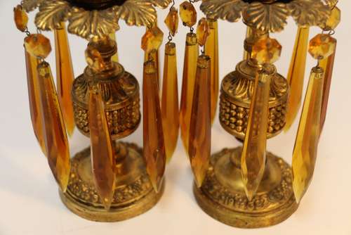 A Fine Pair Of Regency Luster Candlesticks