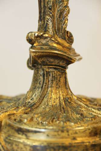 A Rare Pair Of 18th Century French Gilt Bronze Candlesticks