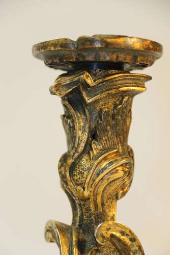 A Rare Pair Of 18th Century French Gilt Bronze Candlesticks