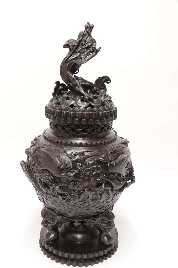 A Large And Impressive Japanese Meiji Period Bronze Censer