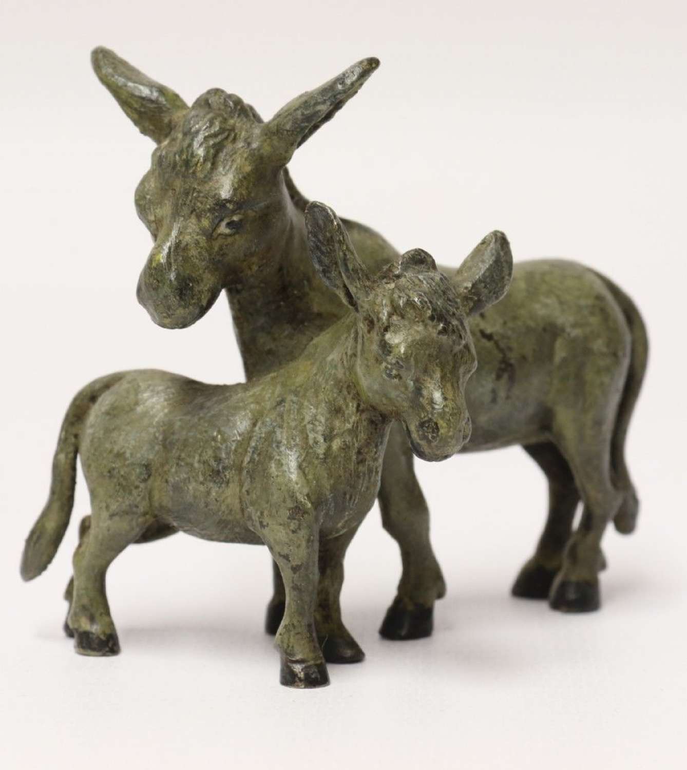 A Rare Pair Of Austrian Cold Painted Bronze Donkeys