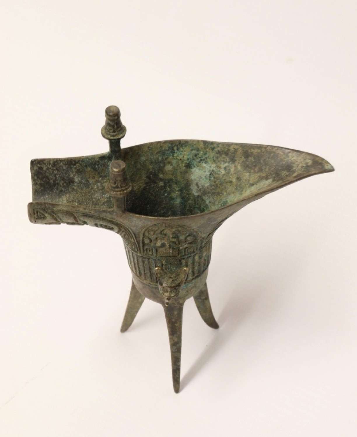 A Fine Chinese Bronze Archaistic Jue  Ritual Vessel