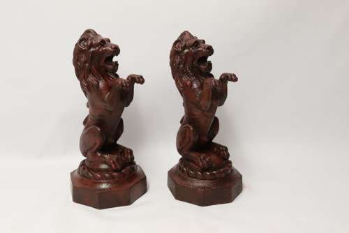 A Pair Of Regency Period Cast Iron Lion Doorstops