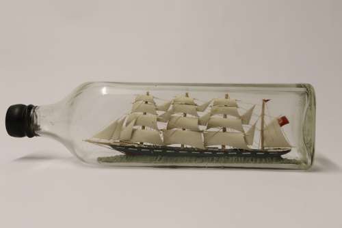 Amazing Quality Model Ship In A Bottle, Circa 1920