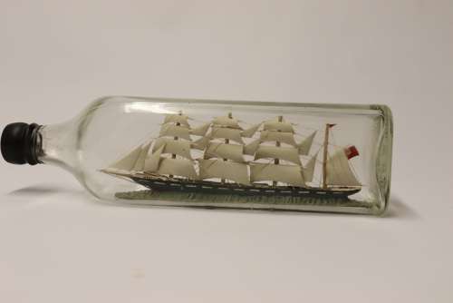 Amazing Quality Model Ship In A Bottle, Circa 1920