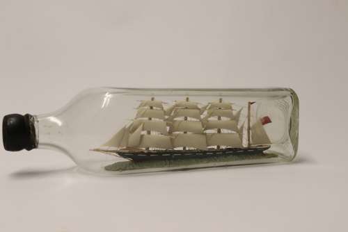 Amazing Quality Model Ship In A Bottle, Circa 1920