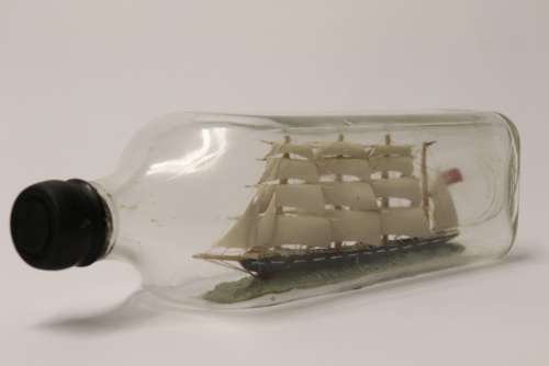 Amazing Quality Model Ship In A Bottle, Circa 1920