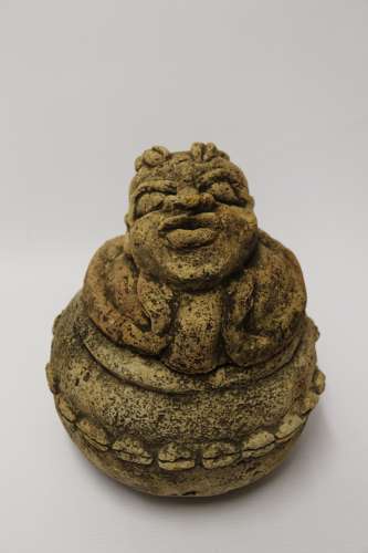 An Ancient Carved Limestone Nomoli Figurative Pot From The Mende Peopl