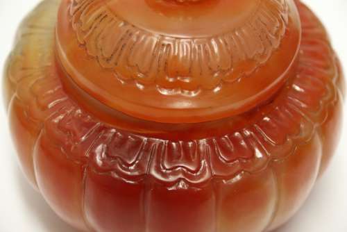 A Chinese Carved Solid Agate Jar And Cover