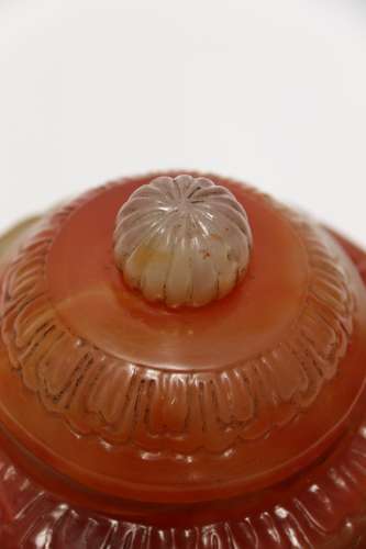 A Chinese Carved Solid Agate Jar And Cover