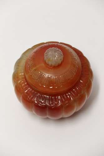 A Chinese Carved Solid Agate Jar And Cover
